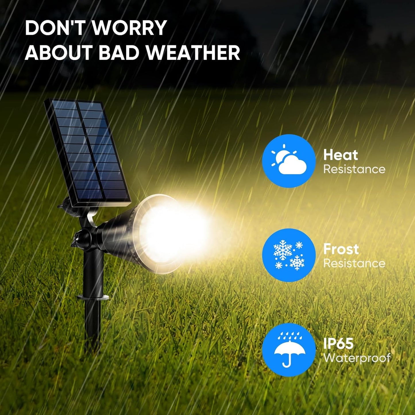 KEV 800 Lumens Solar Spot Lights Outdoor,4 Pack 18 LEDs Solar Flood Lights with 2 Modes &Adjustable &IPX65 Waterproof,Solar Spotlight for Driveway/Backyard/Patio Landscape/Tree/Garage(Warm White)