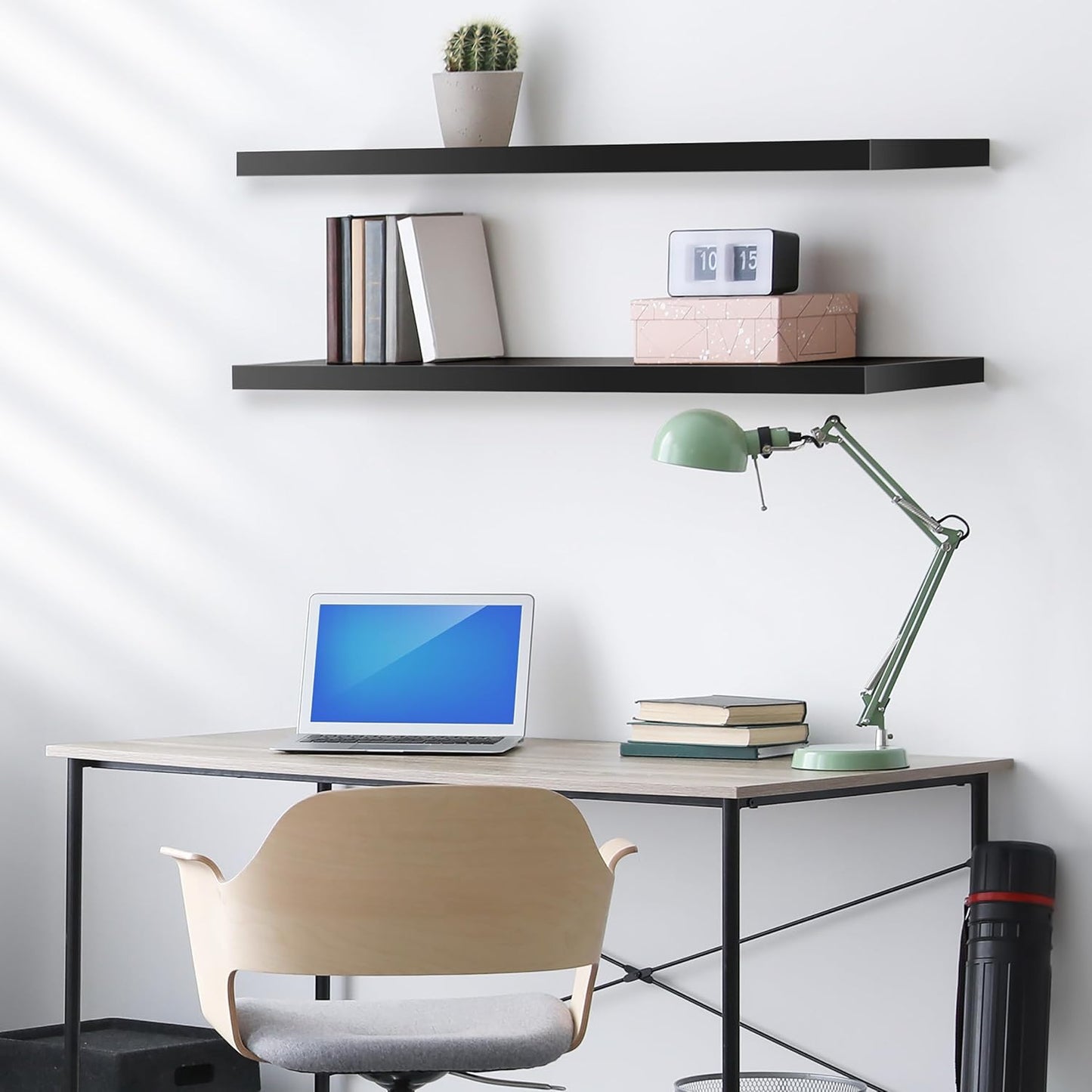 Sorbus Floating Shelves for Wall - 35 Inch Long Bathroom Shelves, Wall Decor for Bedroom, Kitchen, Living Room & Book Storage - Mounted Floating Shelf with Invisible Brackets (Black, 3 Pack)