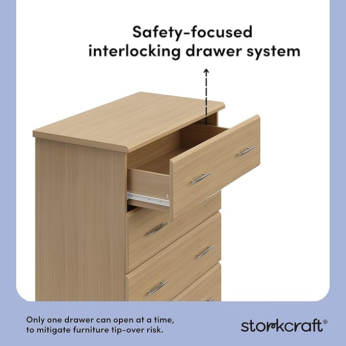 Storkcraft Brookside 4 Drawer Dresser (Driftwood) – GREENGUARD Gold Certified, Nursery Dresser for Kids Bedroom, Chest of Drawers