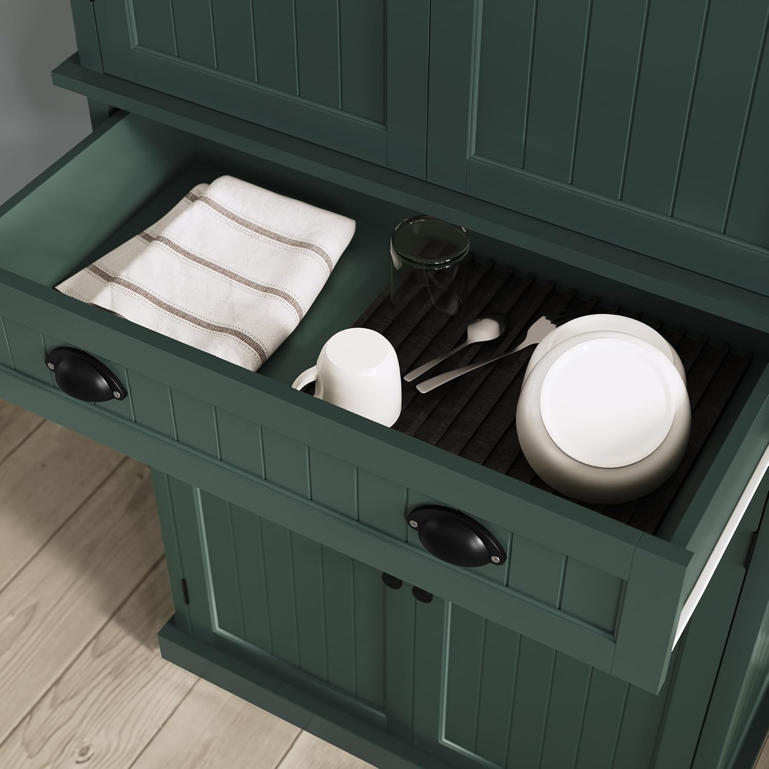 ARTPOWER 72" Tall Kitchen Pantry Storage Cabinet with Drawer and Adjustable Shelves, Pantry Cabinet for Kitchen, Bathroom or Hallway, Green - Décor Diaries