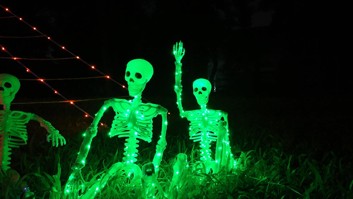 2Pack36 Halloween Lighted Skeleton Deco (Green Light)