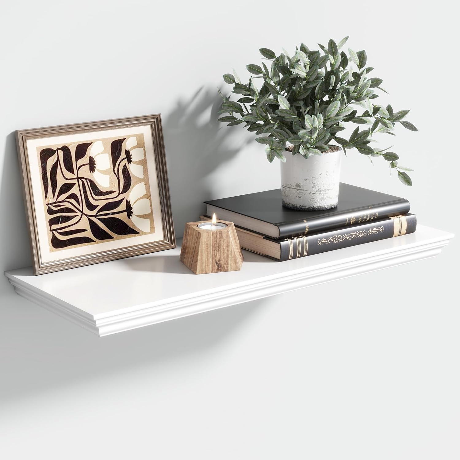 Floating Shelves for Wall, 24 Inch Long Wall Mounted White Hanging Shelf for Kitchen, Living Room, Office, Bedroom, Bathroom, Retro Vintage Wood Bookshelf for House Decor - Décor Diaries