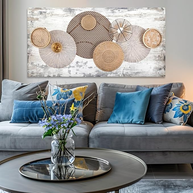 youkuart Wall Art Floral Rustic Wall Decor Yellow and White Canvas Painting Abstract Wall Art for Bedroom Living Room Dining Room Home Office Decor 79"x40"