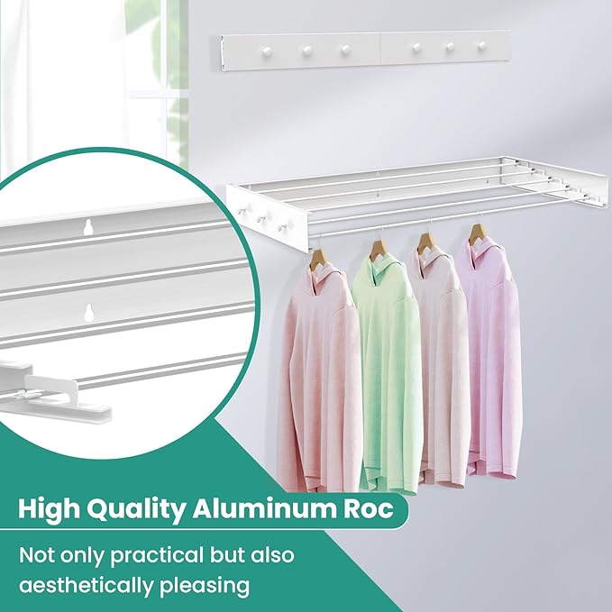 Upgrade 6 Knob Hooks Laundry Drying Rack Clothing