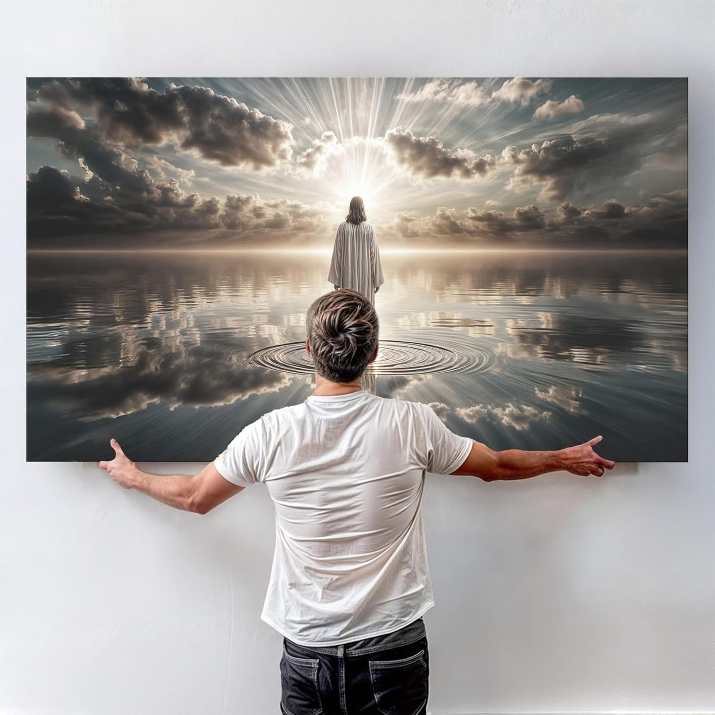 TAILORED CANVASES Jesus Walking on Water Canvas – Christian Wall Art, Jesus Canvas Wall Art, Jesus Pictures for Wall, Jesus Walks Jesus Poster, Jesus Art, Jesus Walking on Water Wall Art - 10x20