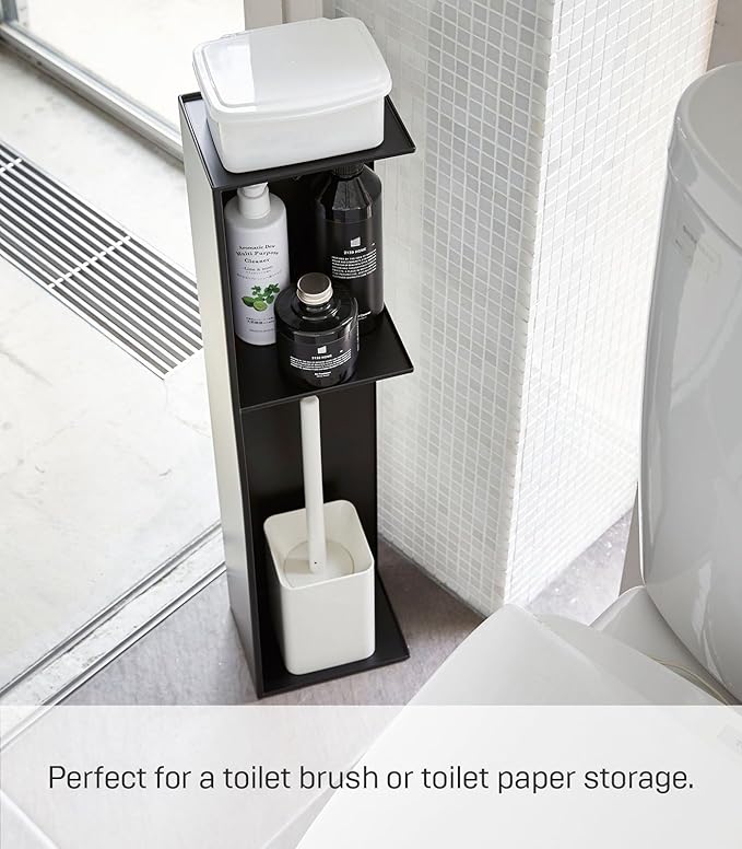 Yamazaki Home Tower Slim Bathroom Storage, Toilet Paper Stocker - Steel -