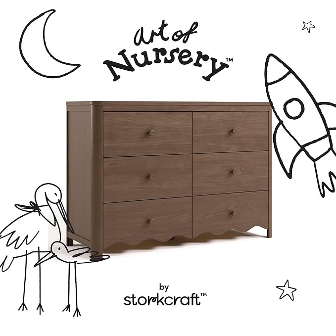 Storkcraft Casablanca 6 Drawer Dresser (Hazelnut) – GREENGUARD Gold Certified, Nursery & Kids' Bedroom with Spacious Storage, Safety Interlocking Drawer System, Easy Assembly with Pre-Installed Tracks