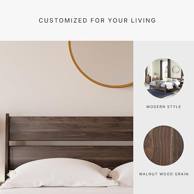 Signature Design by Ashley Calverson Modern Open Slat Panel Headboard ONLY, Queen, Brown