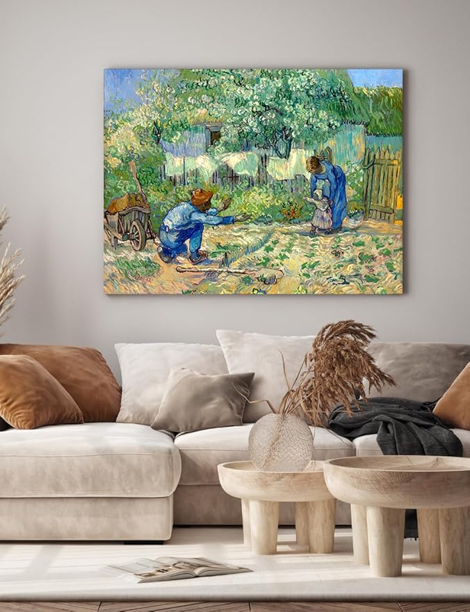 DECORARTS - Vincent Van Gogh First Steps (After Millet) Wall Art, Large Giclee Canvas Print Gallery Wrapped Van Gogh Art 40x30, Made in USA
