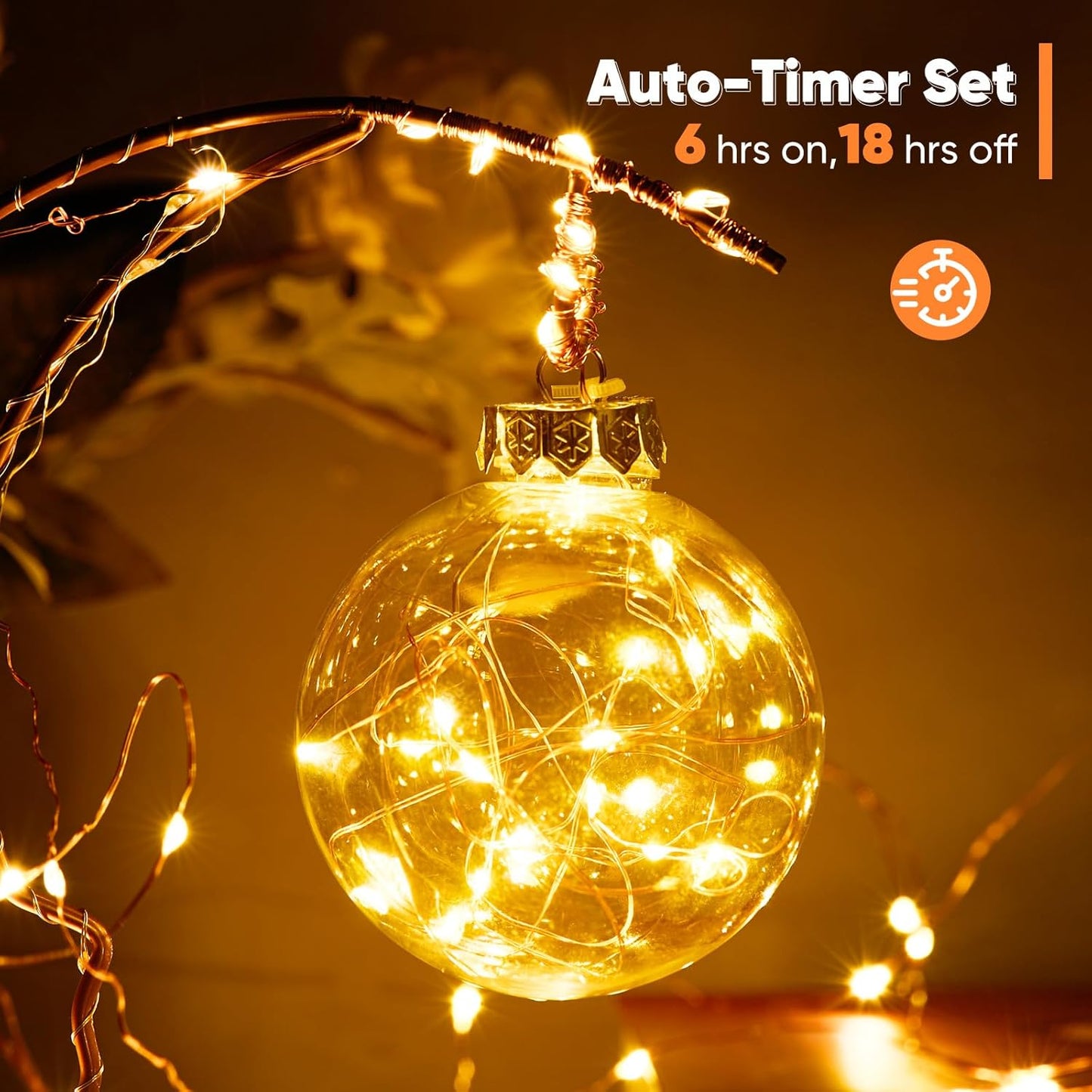 4 Pack 32.8 Ft. Battery Operated Outdoor String Lights with Remote & Timer, LED Warm White Fairy Lights, Waterproof Twinkle Lights for Bedroom, Dorm, Mason Jar, Wedding, Party, Christmas
