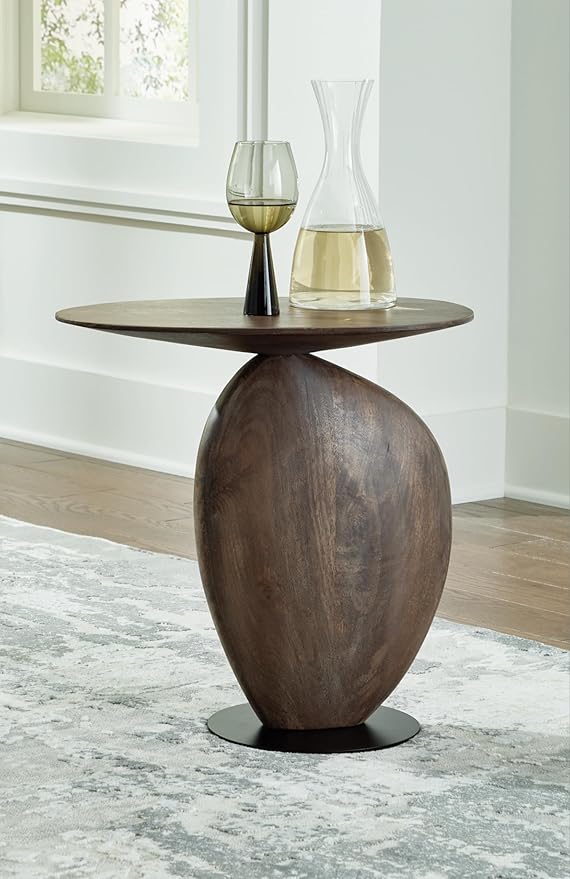 Signature Design by Ashley Cormmet Industrial Accent Table with Metal Base, Dark Brown & Black