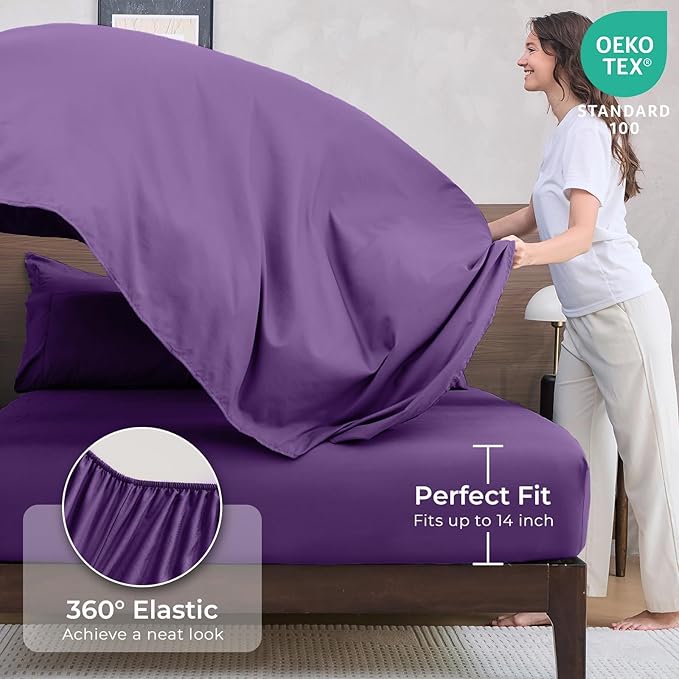 HEVUMYI Purple Twin-XL Comforter Set - 5-Piece All Season Bed in a Bag Twin-XL, Ultra Soft Bedding Set with Comforter, Flat Sheet, Fitted Sheet, Pillowcases, Pillow Shams