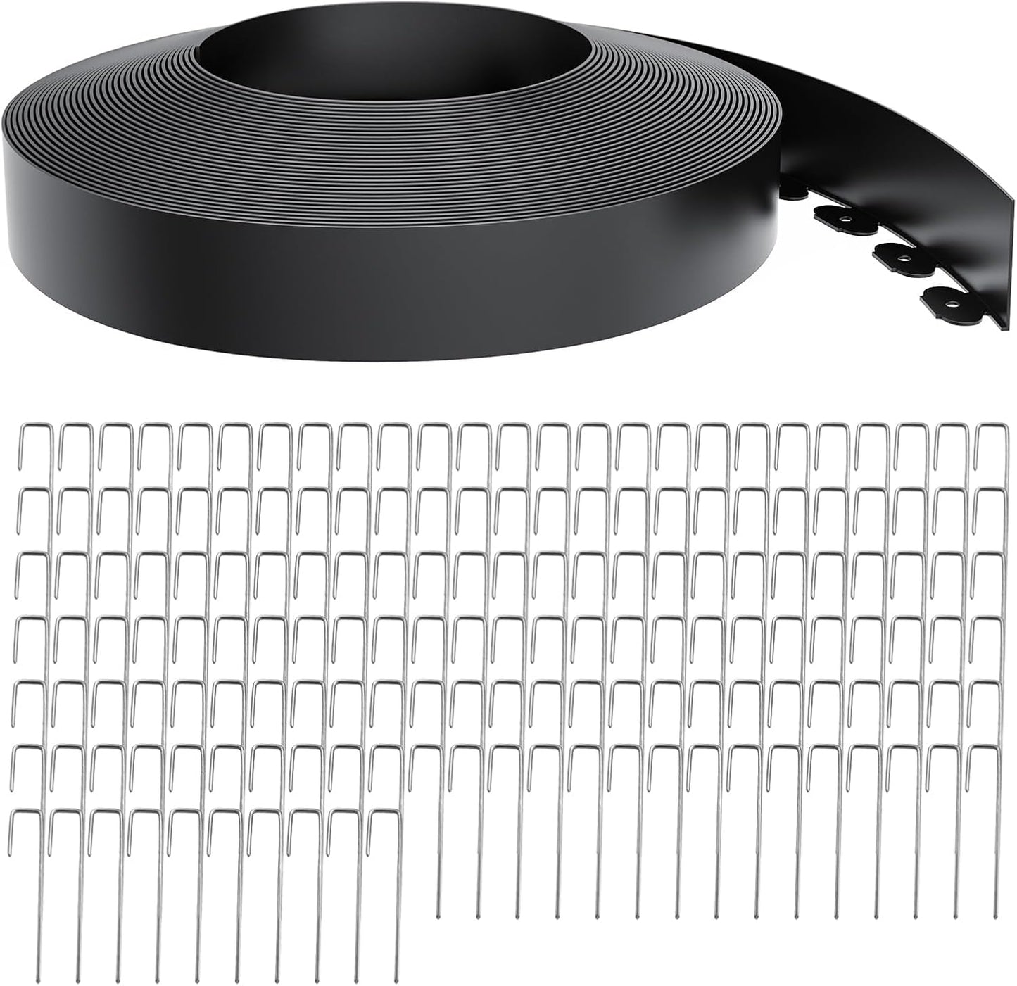 Landscape Edging 4 Inch Tall 150FT with 160Pcs Metal Spikes, Plastic Garden Edging Border Landscape Edging Border Lawn Edging for Landscaping, Flower Bed, Yard