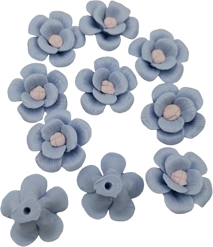10 PCS 3D Flower Ceramics Mosaic Tiles,DIY Making Creative Ceramic Mosaic Tiles for DIY Craft Plates Flowerpots Vases Cups Mosaic Making Supplies (3D Blue Flower)