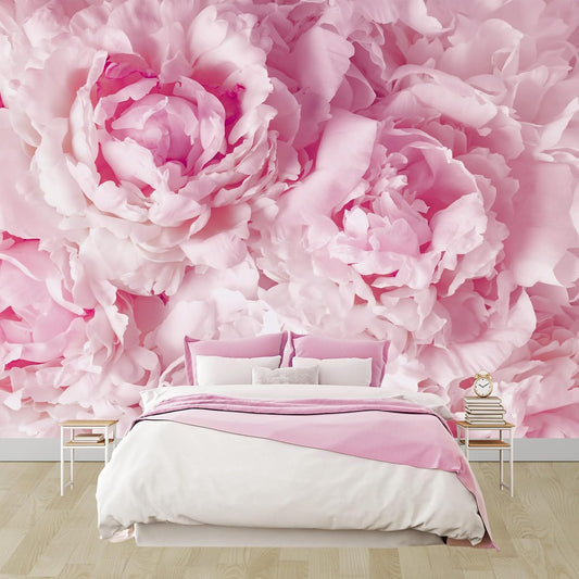 WFBHUA-Pink Floral Wallpaper Mural Peony Flower Wallpaper for Girls Bedroom Wall Murals(Not Peel and Stick)