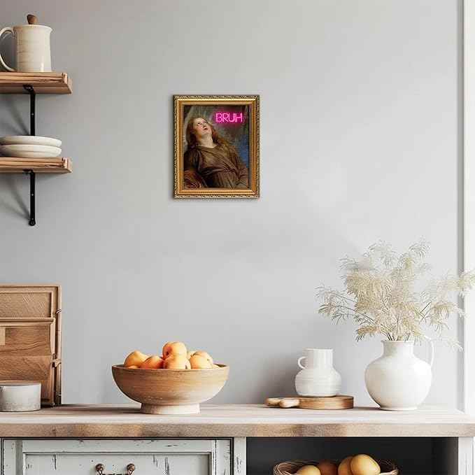 uniro Vintage Gold Framed Wall Art for Home Decor, Retro Funny Bathroom Wall Decor Canvas Artwork, Trendy Funky Wall Art Maximalist Decor, Eclectic Home Bathroom Alternative Fun Art Print Aesthetic Poster for Bathroom, Living Room, Desktop decor - 8x10...