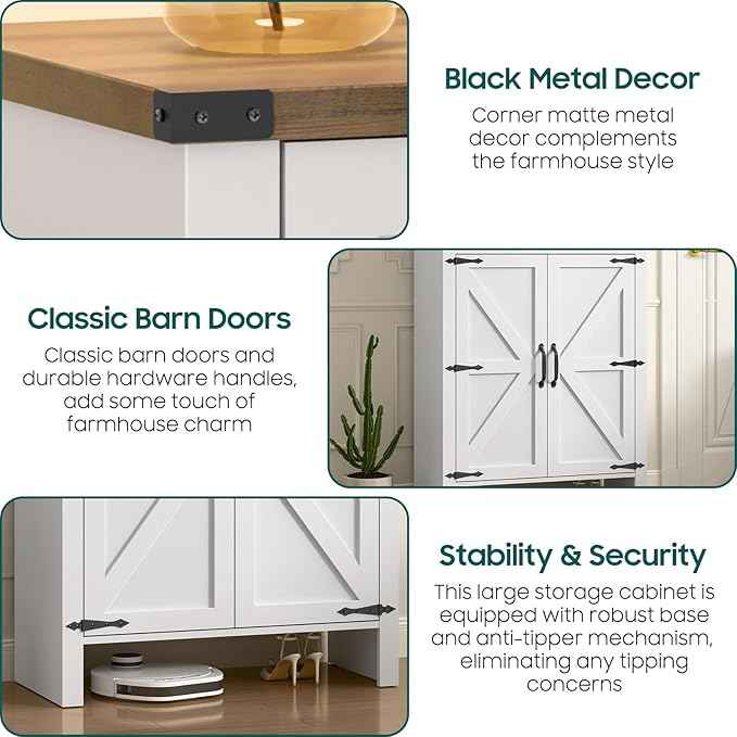 Vabches Shoe Storage Cabinet, 5-Tier Farmhouse Shoe Cabinet with Adjustable Shelves & Drawer, Wooden Shoes Rack Cabinets Storage Organizer with Doors for Entryway, Hallway, Closet, Living Room, White