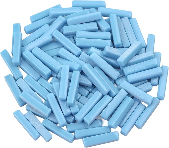 Youway Style Blue Mosaic Tiles for Crafts Bulk,150g Strips Shapes Mosaic Glass Pieces,Glass Mosaic Garden Craft Kit