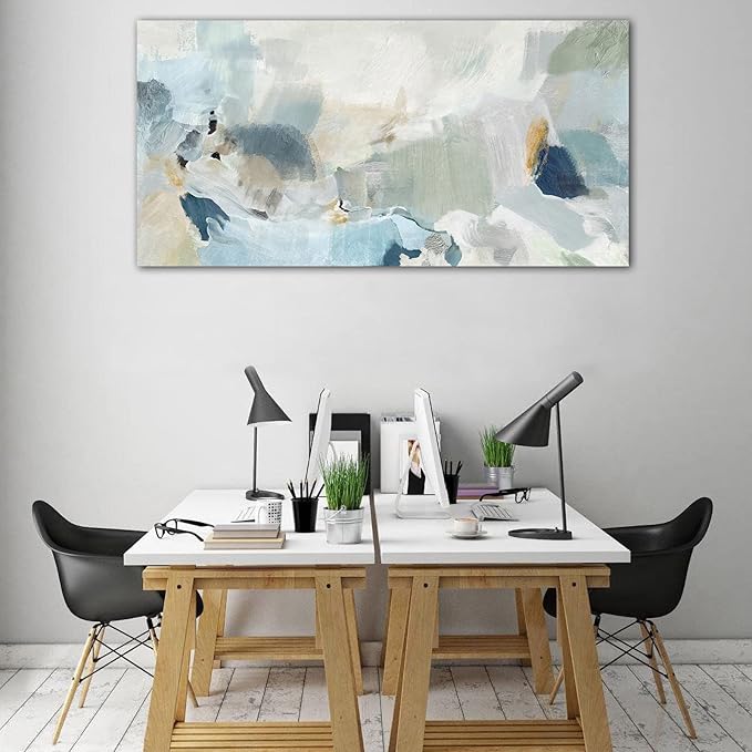 arteWOODS Abstract Canvas Wall Art Teal Abstract Pictures Canvas Painting Modern Bluish Green Canvas Prints Turquoise Artwork Wall Decor for Living Room Bedroom Home Office Wall Decoration 29" x 58"