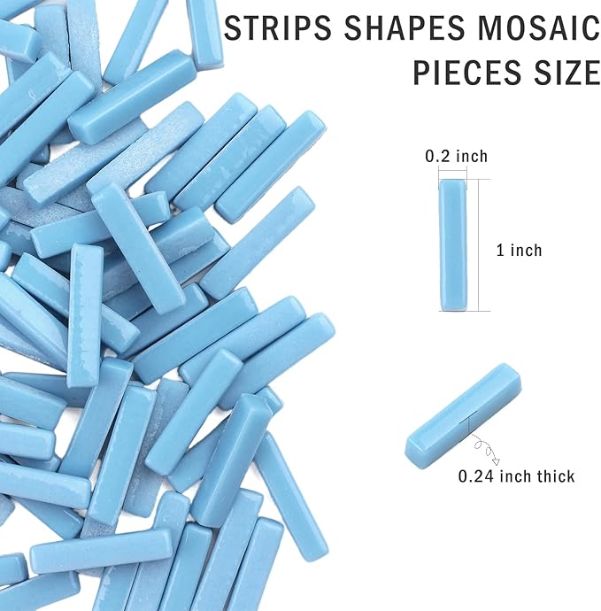 Youway Style Blue Mosaic Tiles for Crafts Bulk,150g Strips Shapes Mosaic Glass Pieces,Glass Mosaic Garden Craft Kit