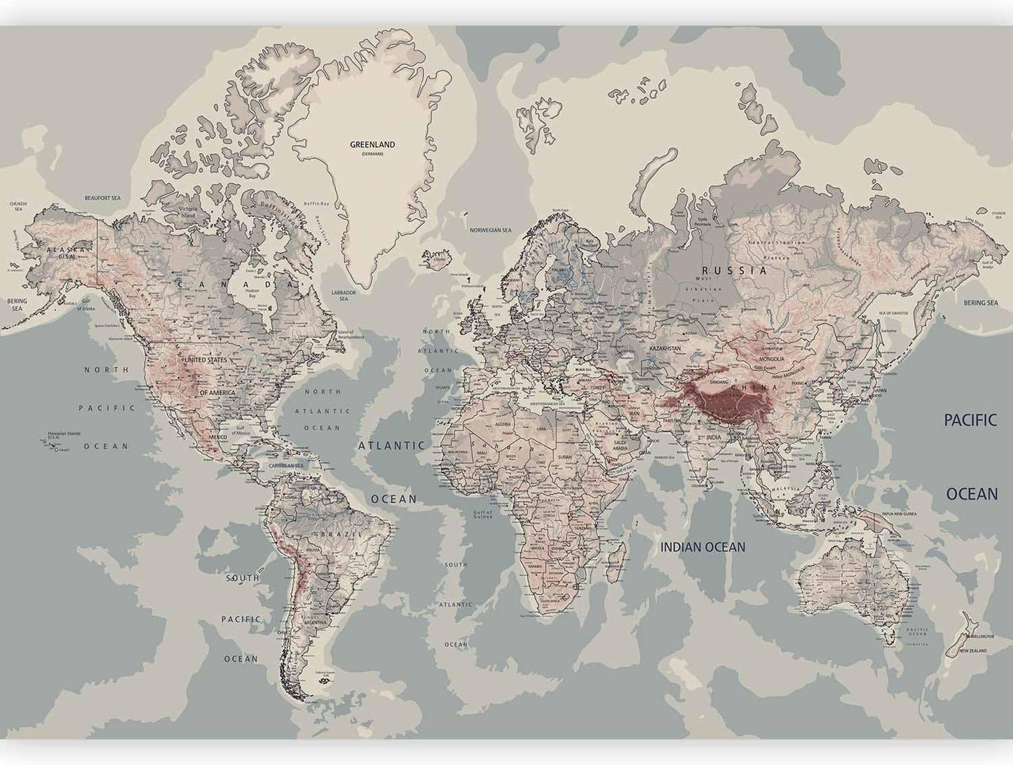 artgeist Wall Mural World Map 193x138 in - XXL Peel and Stick Self-Adhesive Wallpaper Removable Large Sticker Foil Wall Decor Print Picture Image Design Map of The World k-A-0061-a-c