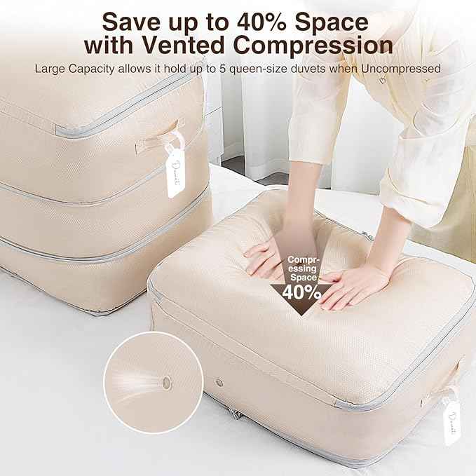 8 Pack Collapsible Divided Trapezoidal Cube Storage Bins And 4 Pack Compression Storage Bags