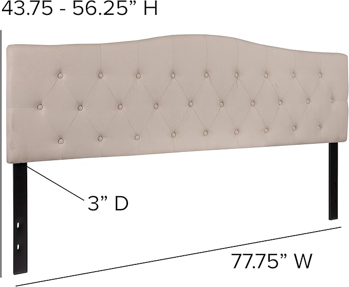 Flash Furniture Cambridge Button Tufted and Diamond Stitched Upholstered King Size Headboard in Beige Fabric