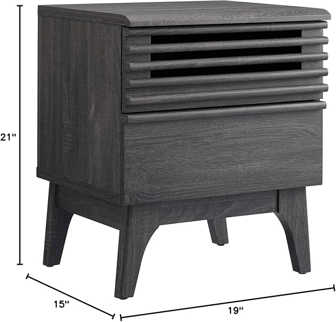 Modway Render Mid-Century Modern, Nightstand, Charcoal