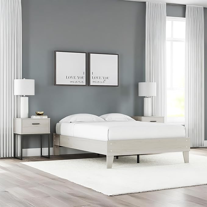 Signature Design by Ashley Socalle Casual Platform Bed, Full, Natural Beige
