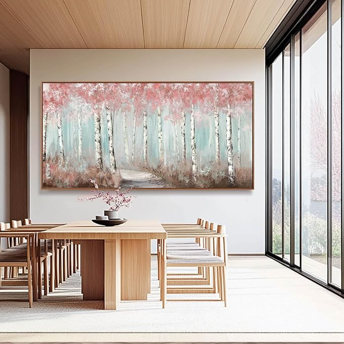 SDYA Forest Canvas Wall Art Pink Poster Printing Plant Wall Decor 36"x70" Decorations for Living Room Decorative Pictures for Office