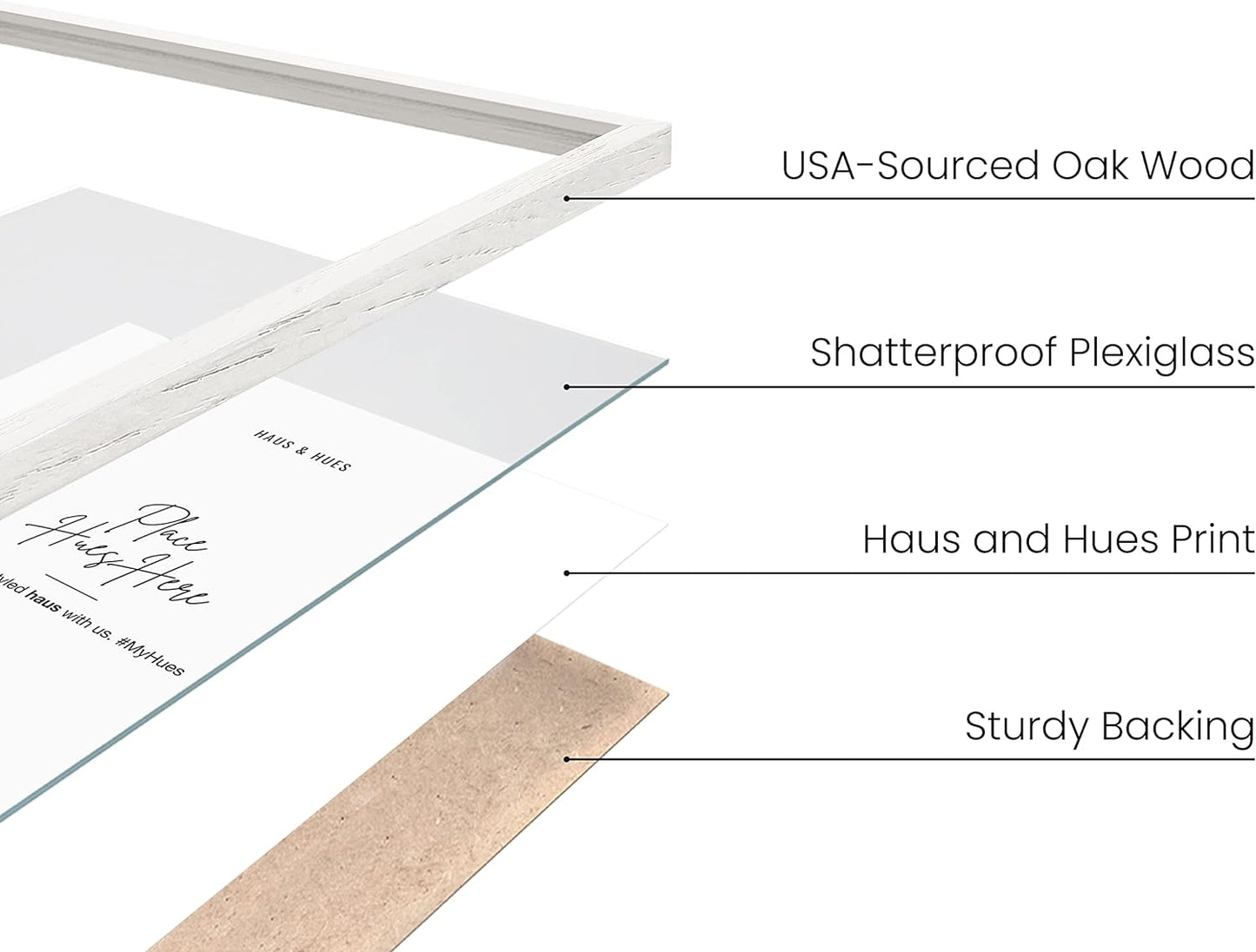 HAUS AND HUES Picture Frames for Wall - Set of 5 White Photo Frames, Photo Frame Collage, Bulk Picture Frames, Assorted Picture Frames, Picture Frames Bulk (Two 8x10, Three 12x16 White)