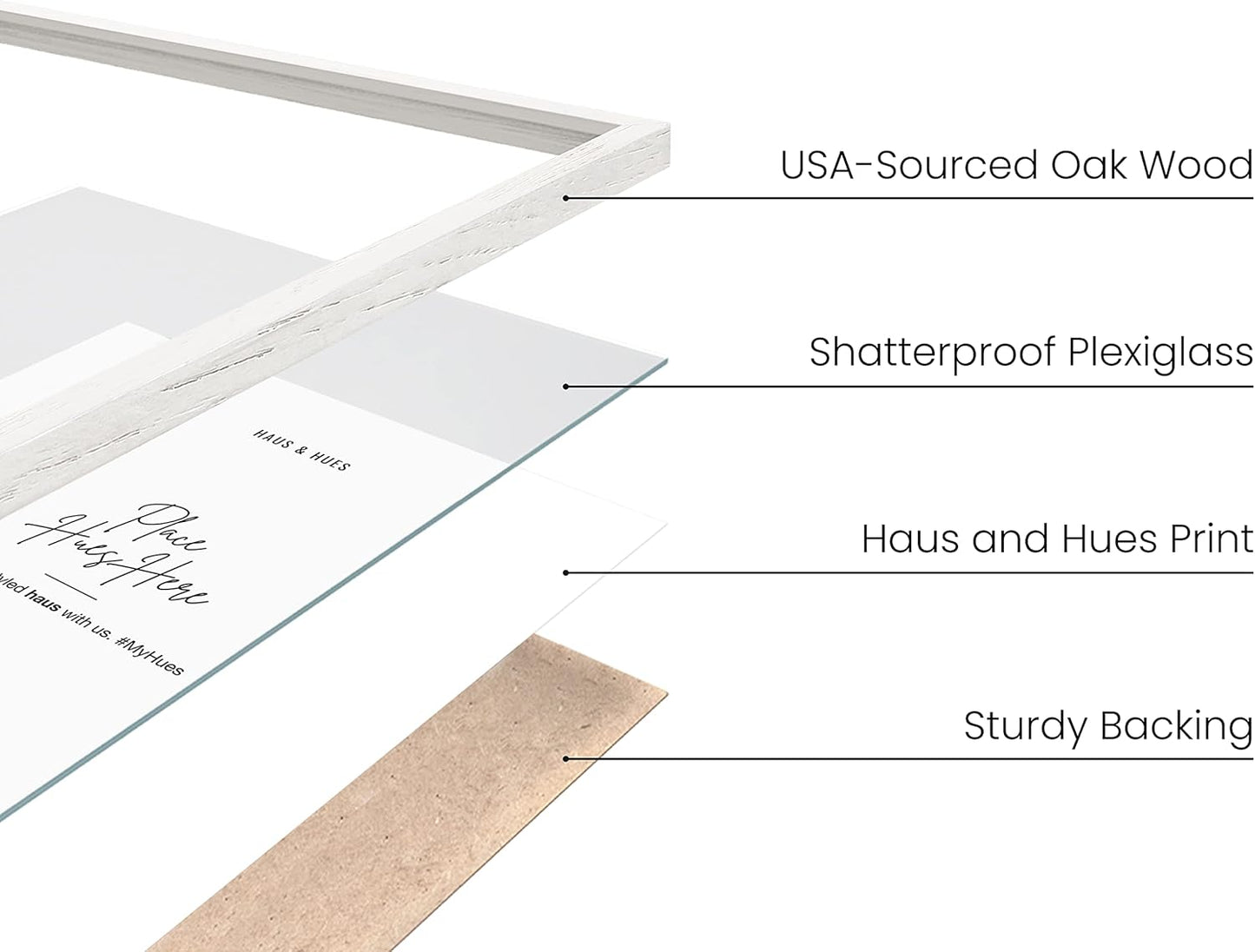 Haus and Hues 24x36 White Oak Wood Picture Frames Set of 25 - Premium Bulk Picture Frames 24x36 Bundle - Elegant Gallery Wall Frame Set for Posters, Art Display - Ideal for Wall Decor in Home & Office