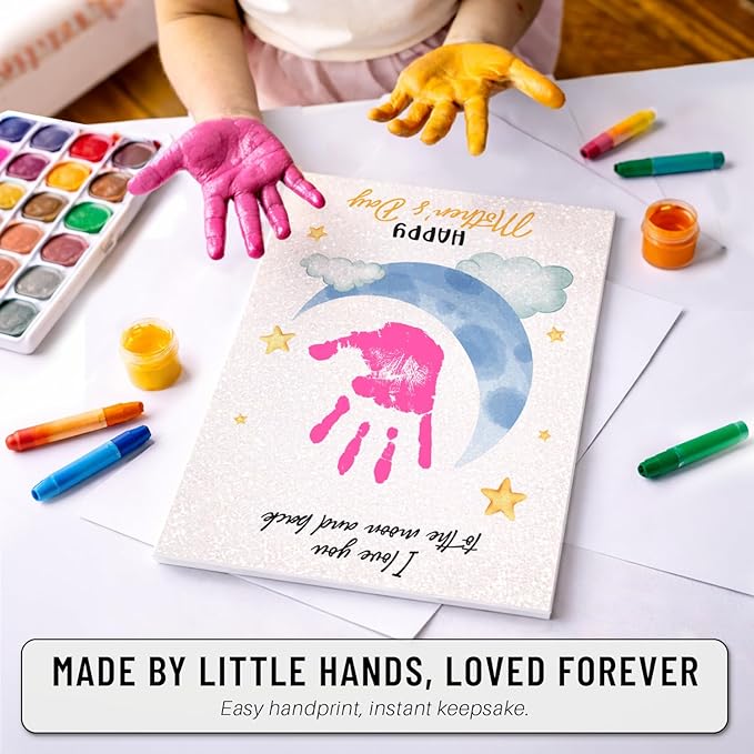 MIKAYENUS Mother's Day Handprint Craft - Baby Handprint Set for Kids - Handmade Gift for Mom & Grandma - DIY Arts and Crafts Activities - First Mothers Day Gift Idea - Kids Craft Set