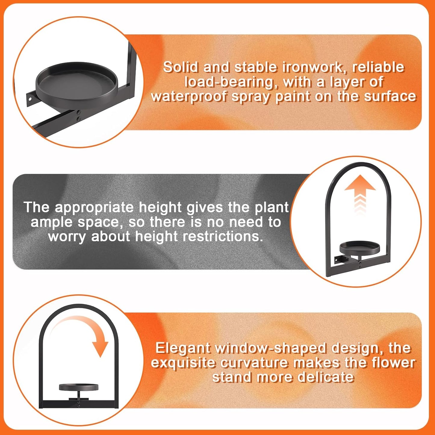 Wall Plant Holder, Wall Planter for Indoor Plants, Window Plant shelves for Multiple Plants Indoor Outdoor, Framed Plant Holder for Home Decor (3 Pack)