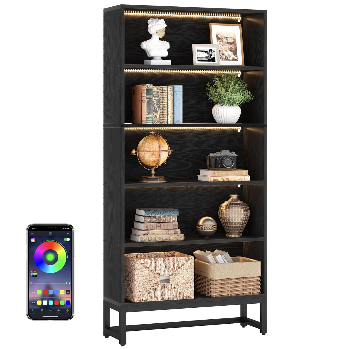 Tall Bookcase Black Bookshelf