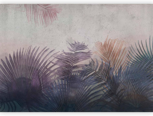 artgeist Wall Mural Jungle 96x69 in - XXL Peel and Stick Self-Adhesive Wallpaper Removable Large Sticker Foil Wall Decor Print Picture Image Design Leaves Botanical Nature Purple Grey b-A-0827-a-a