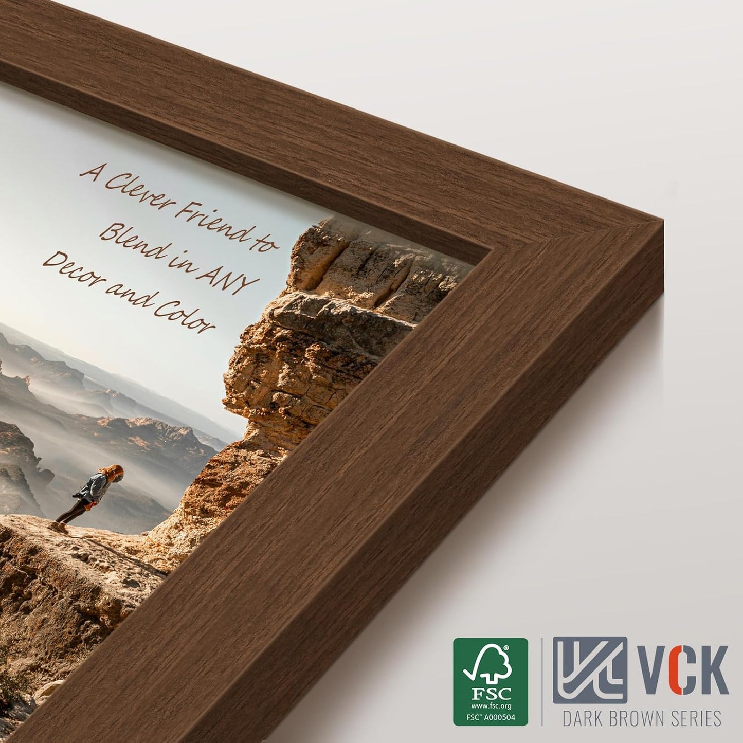 VCK 12x18 Picture Frame 3 Pack, Brown Wood Poster Frame with Exclusive Wood Grain, Wall Mounting Hanging