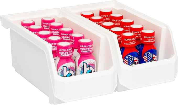 Plastic Containers for Organizing and Storage Bins for Closet, Kitchen, Office, Garage or Pantry Organization, Stackable Bins, Medium (11" x 5" x 5.5"), 8-Pack, White