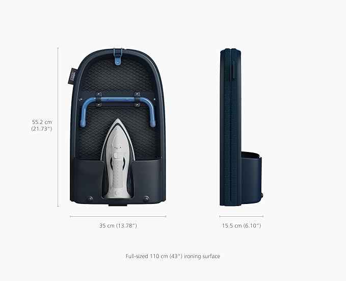 Joseph Joseph Pocket Max Plus Portable Folding Tabletop Ironing Board, 43" Surface, Integrated Iron Storage Hook