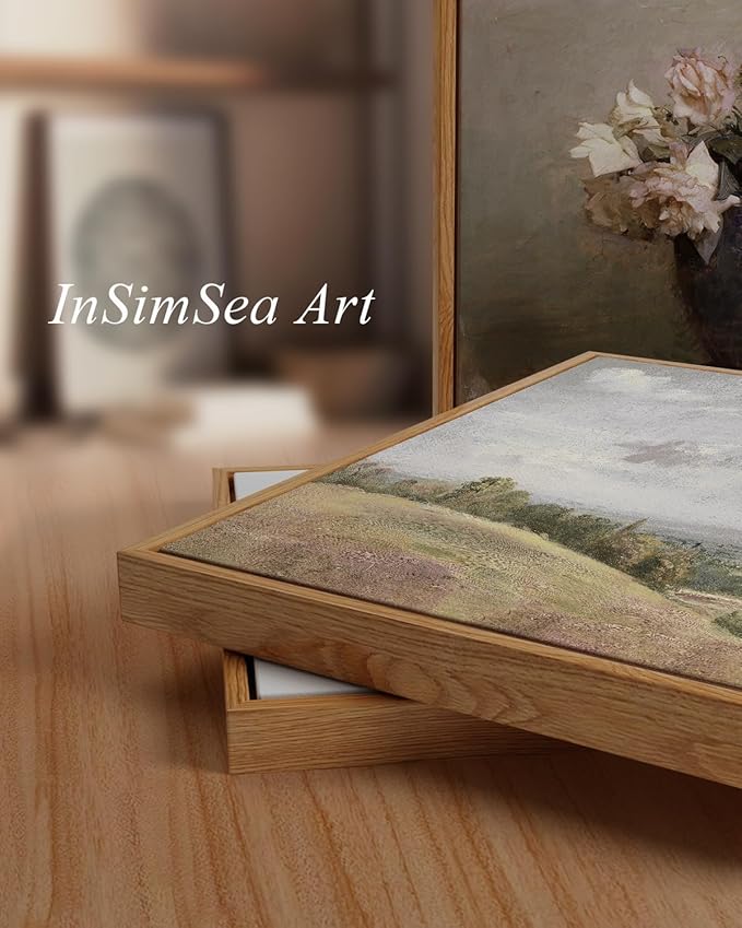 InSimSea Framed Canvas Wall Art Vintage Decor, Nature Landscape Paintings Artwork, Large Prints, Vintage Farmhouse Decor, Retro Wall Decoration for Bedroom Living Room Bathroom, 20"x30"