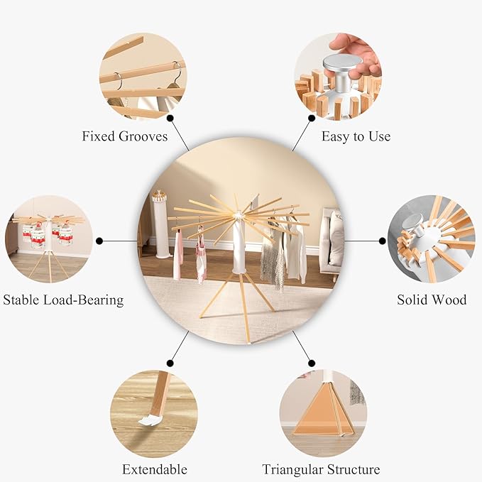 Tripod Clothes Drying Rack Foldable Drying Rack Clothing Portable Space Saving Laundry Drying Rack Ideal for Small Spaces Indoor Outdoor Use Adjustable Design Lightweight Durable Construction