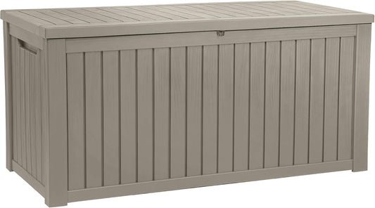 YITAHOME 180 Gallon Large Outdoor Storage XL Deck Box w/Divider for Patio Furniture,Outdoor Cushions, Garden Tools, Sports Equipment and Pool Supplies, Waterproof, Resin, Lockable, Taupe