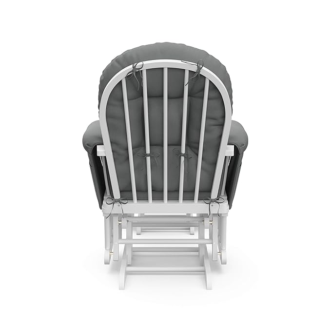 Storkcraft Premium Hoop Glider & Ottoman (White/Gray) — GREENGUARD Gold Certified Nursery Glider, Solid Wood Craftsmanship, Smooth-Gliding, Award-Winning