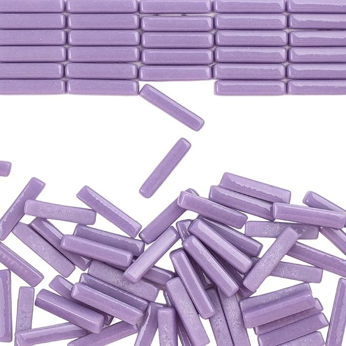 Youway Style Purple Mosaic Tiles for Crafts Bulk,150g Strips Shapes Mosaic Glass Pieces,Glass Mosaic Garden Craft Kit