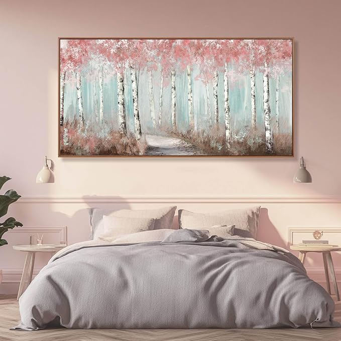 SDYA Forest Canvas Wall Art Pink Poster Printing Plant Wall Decor 36"x70" Decorations for Living Room Decorative Pictures for Office