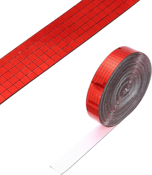 PATIKIL 5x5mm Self Adhesive Mirrors Mosaic Tiles, 10000 Pcs Square Mini Glass Mosaic Disco Tile Sticker for DIY Craft Disco Ball Party Decoration, Red