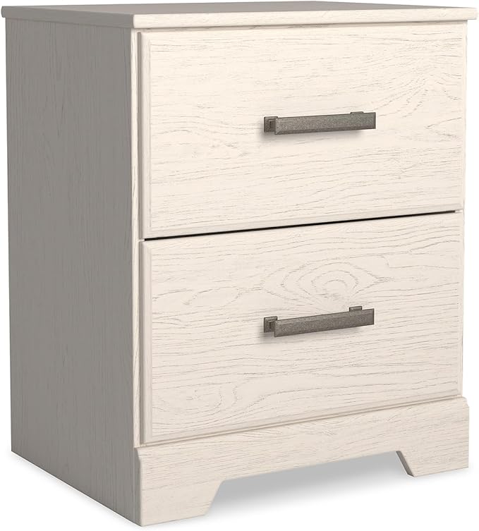 Signature Design by Ashley Stelsie Contemporary 2 Drawer Nightstand, 24.41" Tall, White