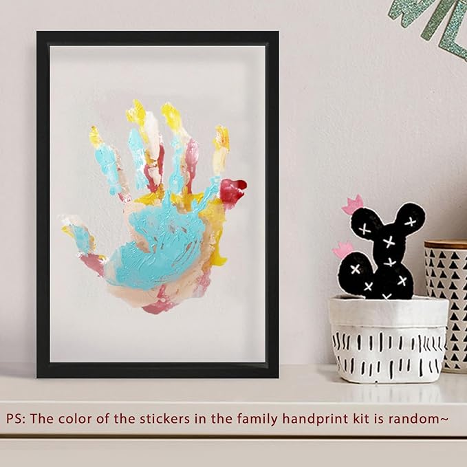 XQC Family Handprint Kit - DIY Craft Keepsake Frame with Clear Boards, Unique Gift for New Families & Pets (Black)