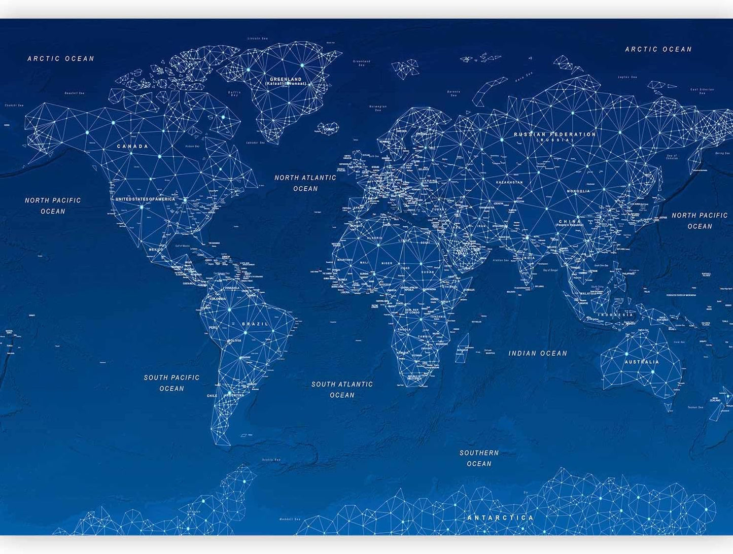 artgeist Premium Wall Mural World Map 79x55 in - XXL Non-Woven Wallpaper Fleece Wall Decor Photo Print Picture Image Design Home Map of The World k-A-0125-a-a