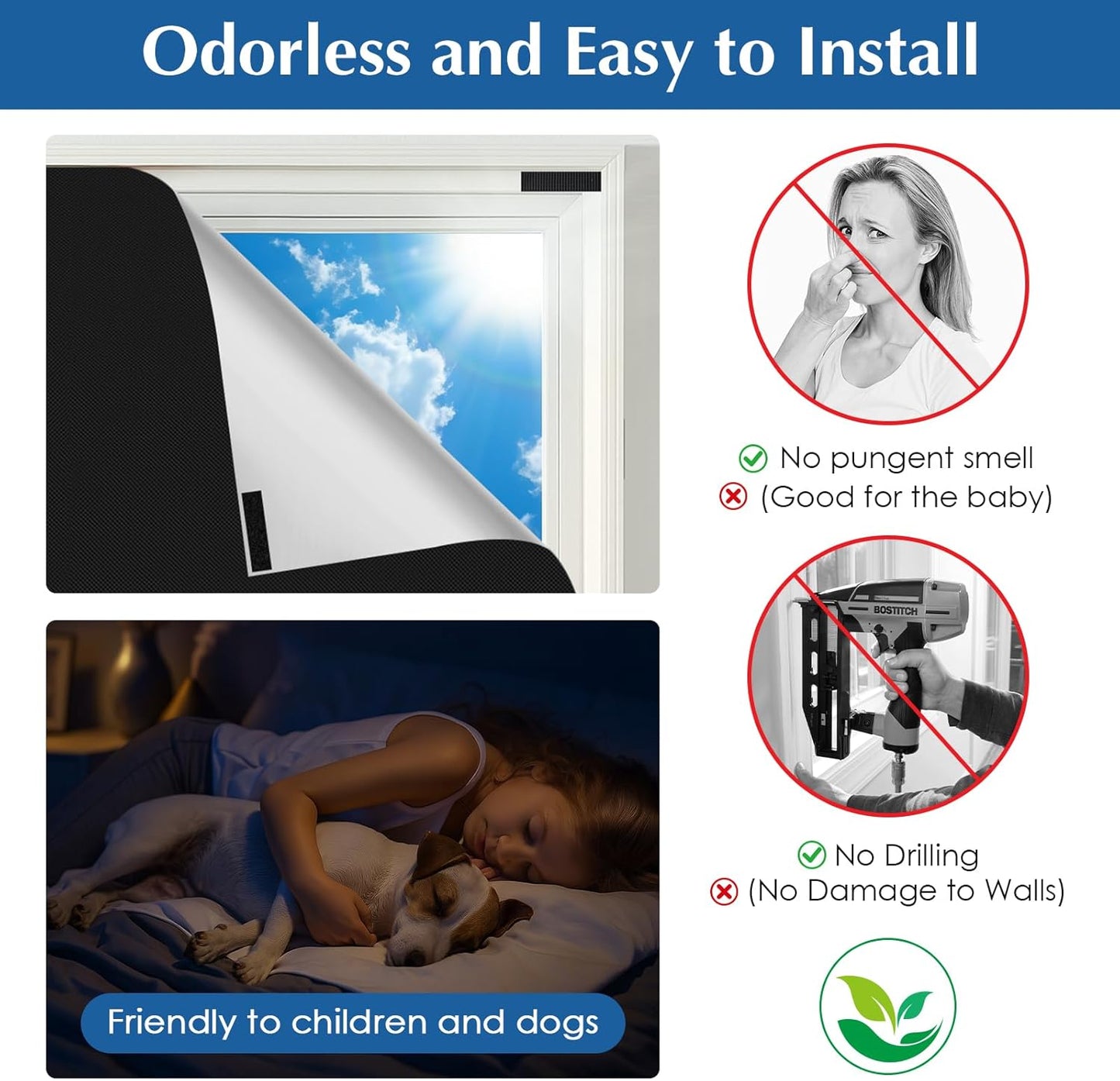 Blackout Window Cover, Portable DIY Window Blinds,Travel Window Blackout Curtains for Baby Nursery, Bedroom, Dorm Room and Media Room (Black 118"x57")